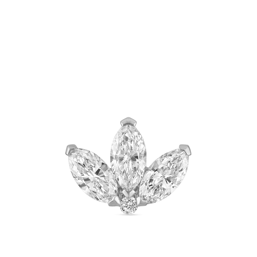 Diamond Engraved Lotus Threaded Stud Earring With Titanium Backing
