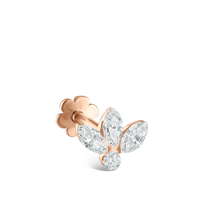 Invisible Diamond Lotus Threaded Stud Earring With Titanium Backing