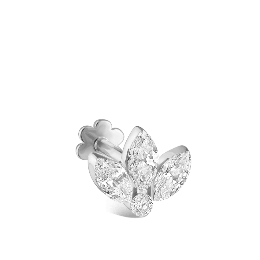 Invisible Diamond Lotus Threaded Stud Earring With Titanium Backing