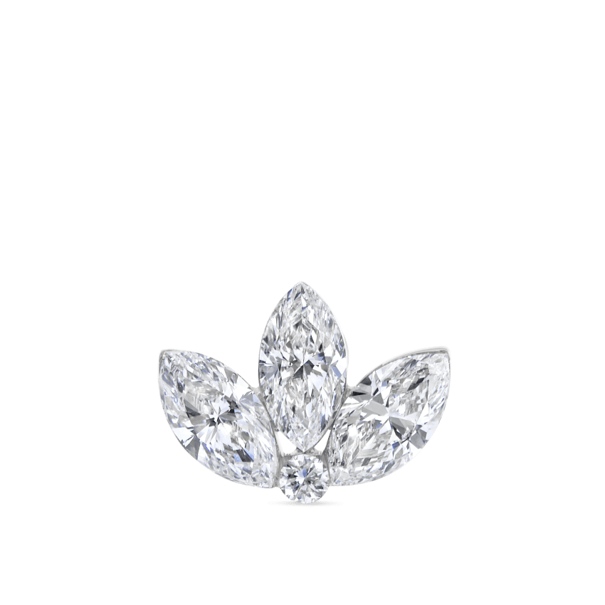 Invisible Diamond Lotus Threaded Stud Earring With Titanium Backing