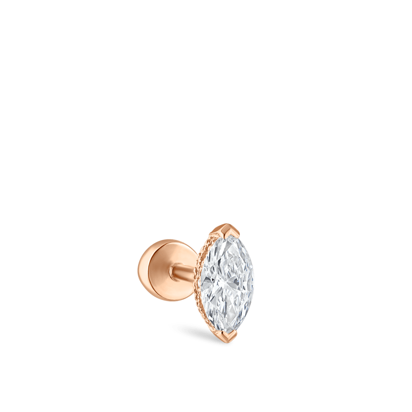 Marquise Diamond Threaded Stud Earring With Titanium Backing