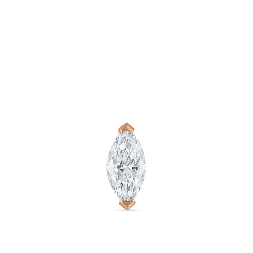 Marquise Diamond Threaded Stud Earring