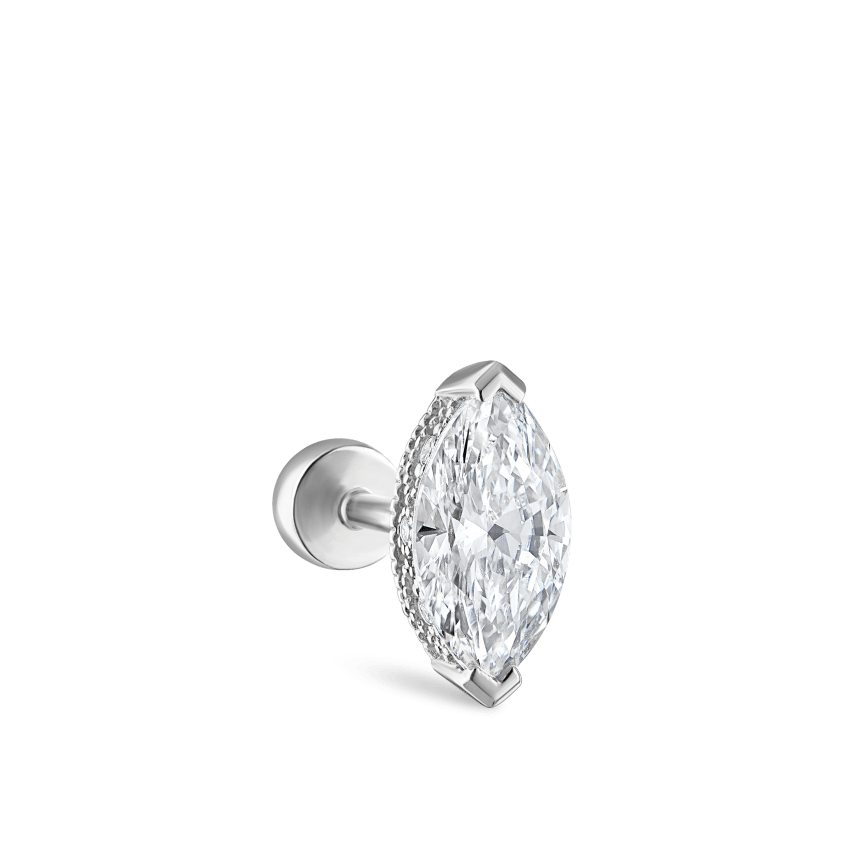 Marquise Diamond Threaded Stud Earring With Titanium Backing