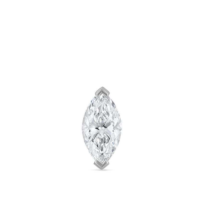 Marquise Diamond Threaded Stud Earring With Titanium Backing