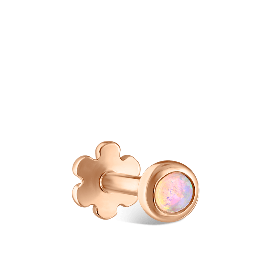 Opal Threaded Stud Earring With Titanium Backing