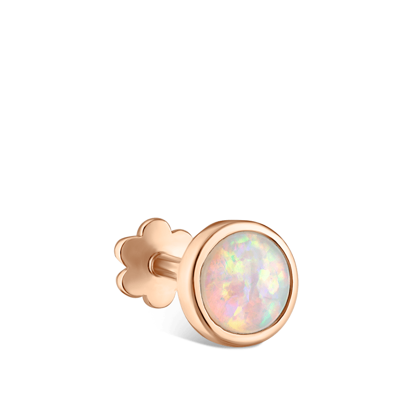 Opal Threaded Stud Earring With Titanium Backing