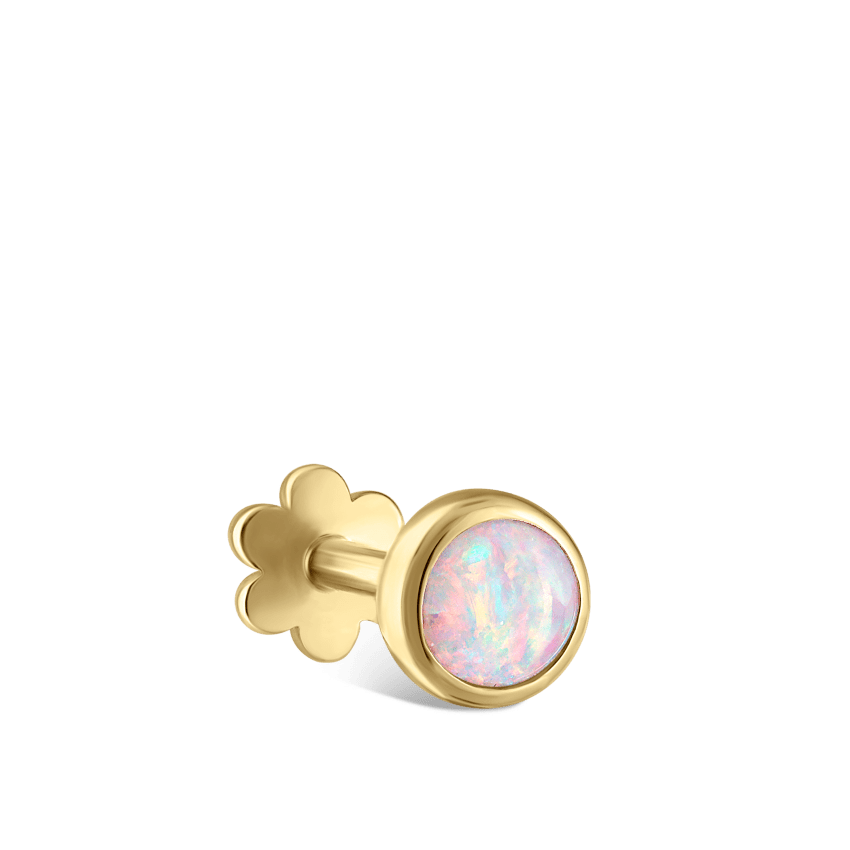 Opal Threaded Stud Earring With Titanium Backing