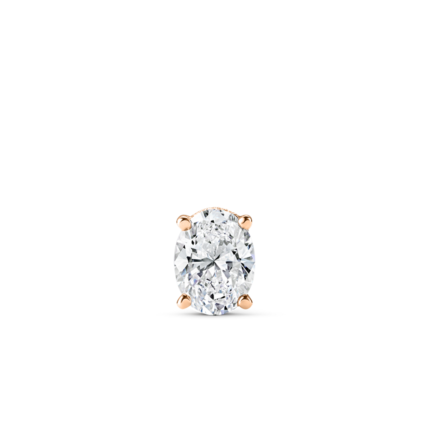 Oval Diamond Engraved Threaded Stud Earring