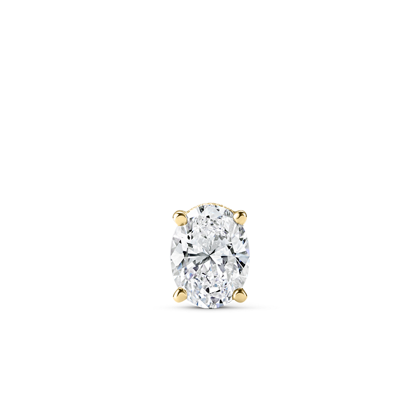 Oval Diamond Engraved Threaded Stud Earring