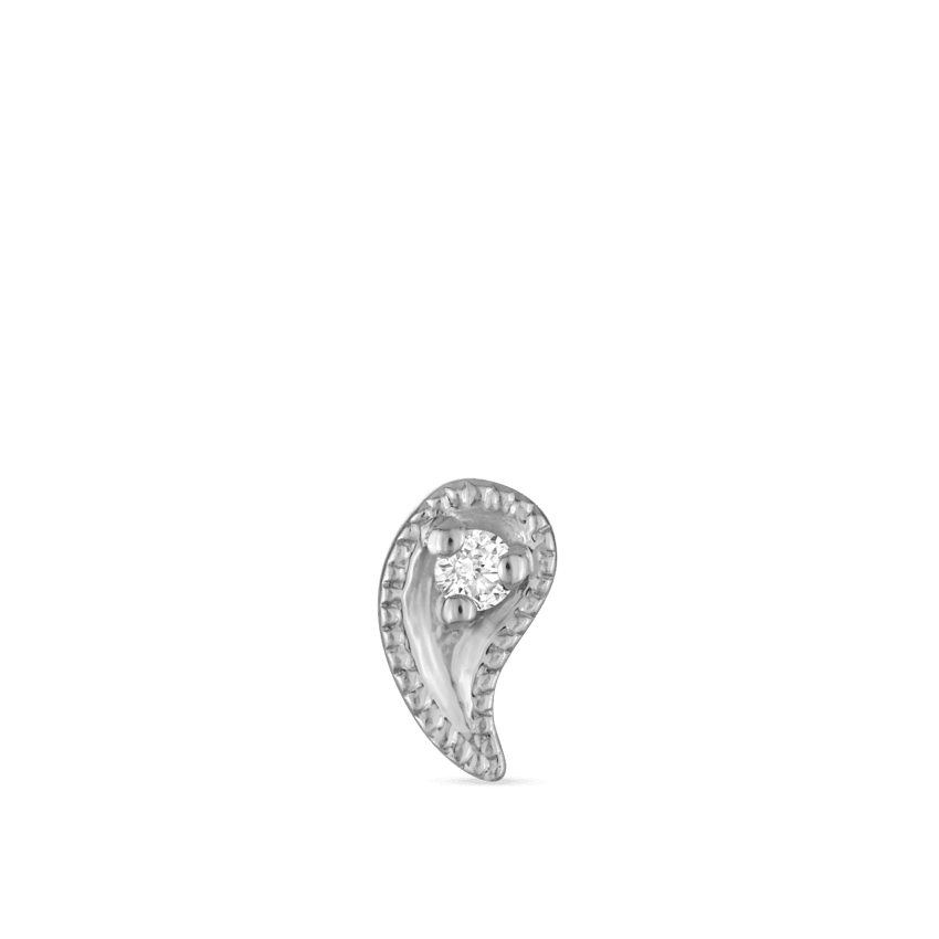Diamond Paisley Threaded Stud Earring