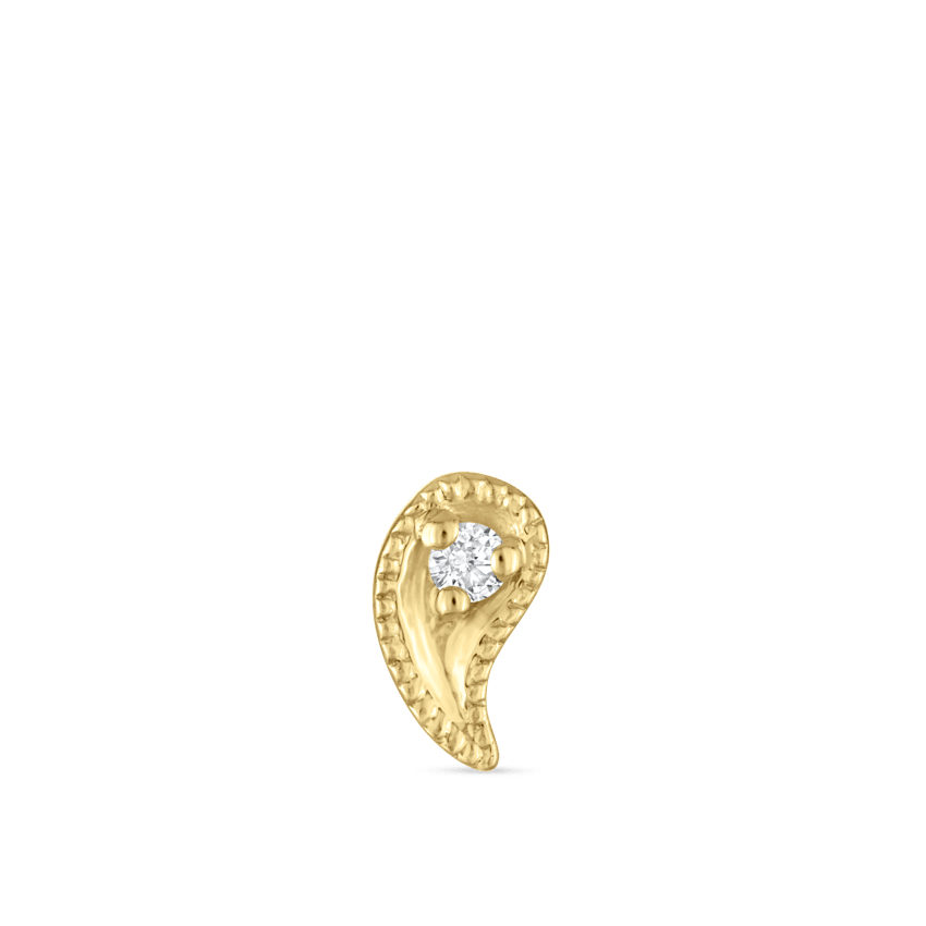 Diamond Paisley Threaded Stud Earring With Titanium Backing