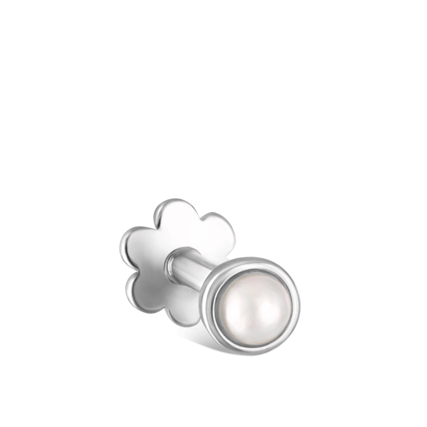 Natural Pearl Threaded Stud Earring With Titanium Backing