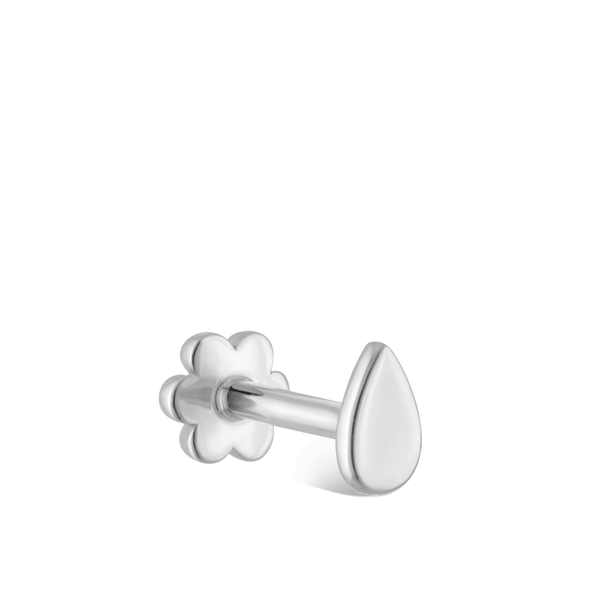 Plain Pear Shaped Threaded Stud Earring With Titanium Backing