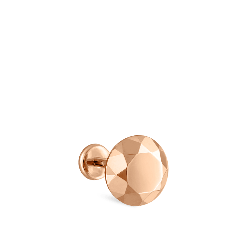 Faceted Gold Round Threaded Stud Earring With Titanium Backing