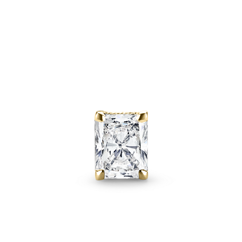 Radiant Diamond Engraved Threaded Stud Earring With Titanium Backing