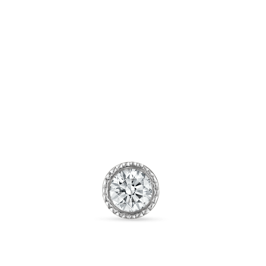 Scalloped Set Diamond Threaded Stud Earring With Titanium Backing