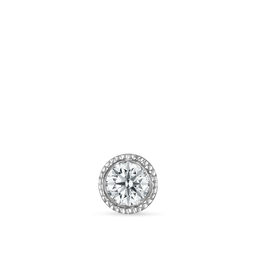 Scalloped Set Diamond Threaded Stud Earring With Titanium Backing