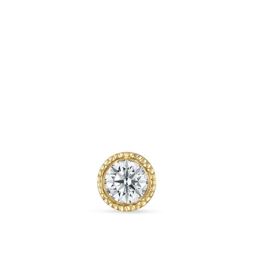 Scalloped Set Diamond Threaded Stud Earring With Titanium Backing
