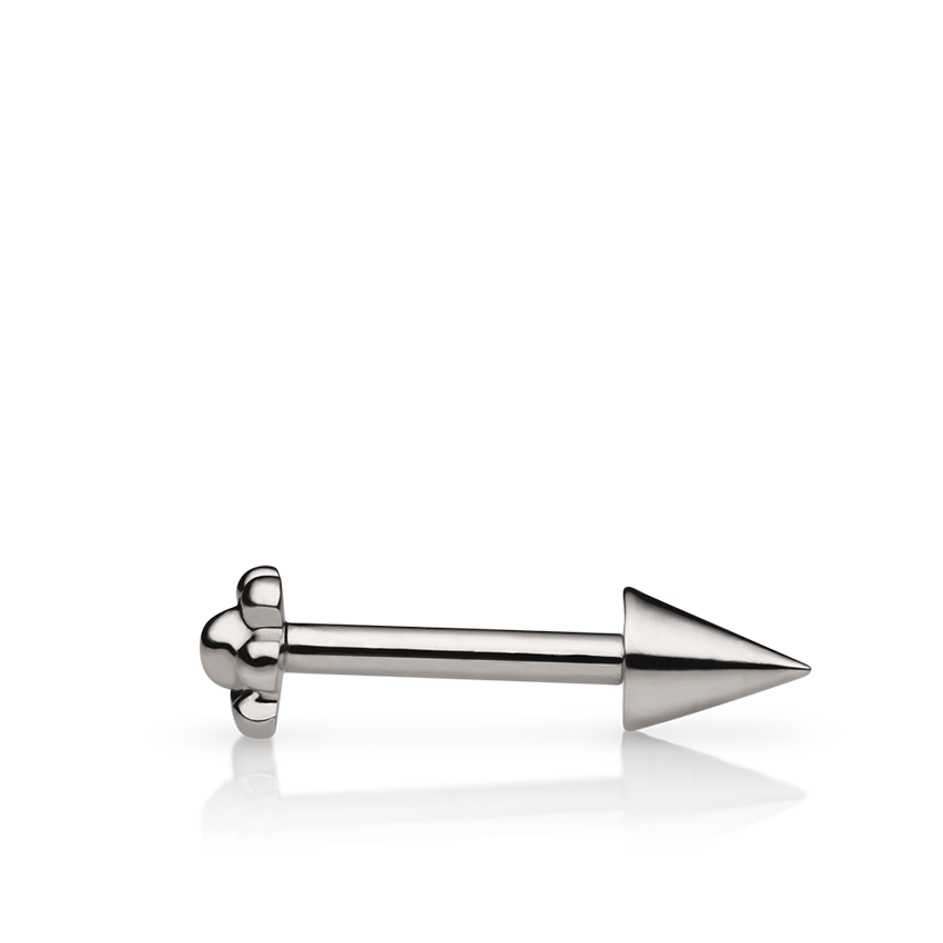 Short Spike Threaded Stud Earring With Titanium Backing