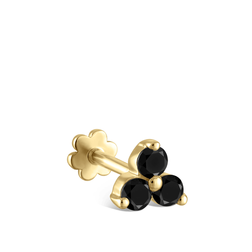Black Diamond Trinity Threaded Stud Earring With Titanium Backing