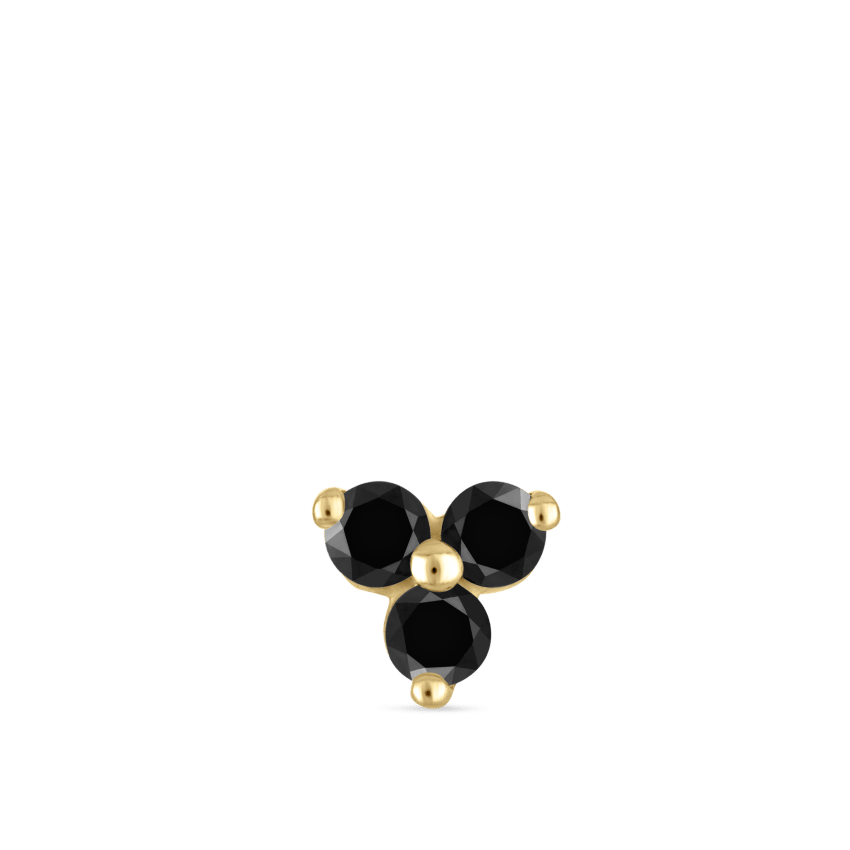 Black Diamond Trinity Threaded Stud Earring With Titanium Backing