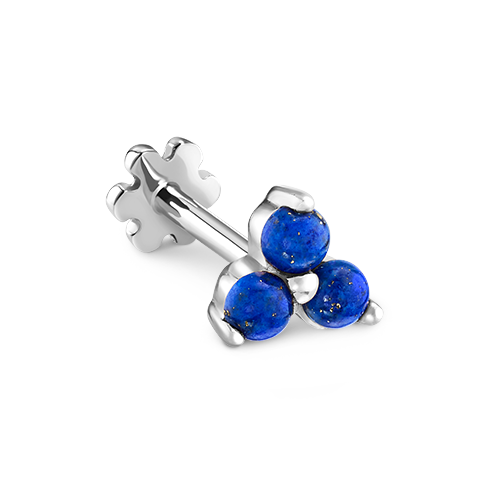 Lapis Trinity Threaded Stud Earring With Titanium Backing