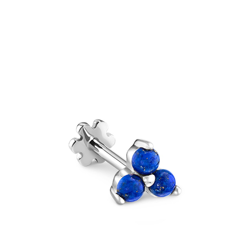 Lapis Trinity Threaded Stud Earring With Titanium Backing